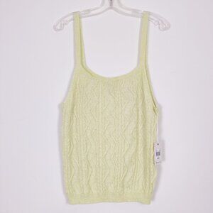 Dex Womens Cable Knit Spaghetti Strap Neon Green&Yellow Tank Top